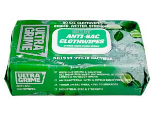 UltraGrime Life Anti-Bac XXL+ Clothwipes - Pack of 80