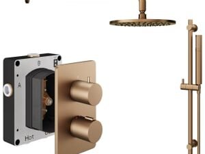 Hadleigh Recessed Dual Control Round Mixer Shower Package Includes head and handset - Brushed Bronze