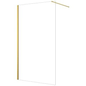 Nexa By Merlyn 8mm Brushed Brass Frameless Wet Room Shower Screen with 1m Bracing Bar – 2015 x 760mm