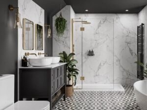 Multipanel Linda Barker Hydrolock Calacatta Marble Shower Panel - 2400 x 598 x 11mm