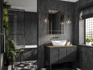 Multipanel Linda Barker Unlipped Graphite Elements Shower Panel - 2400 x 598 x 11mm
