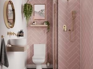 Multipanel Hydrolock Antique Rose Herringbone Tile Effect Shower Panel - 2400 x 598 x 11mm