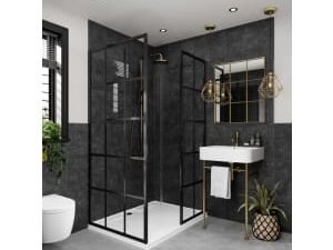 Multipanel Hydrolock Black Mineral Tile Effect Shower Panel - 2400 x 598 x 11mm