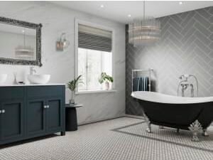 Multipanel Hydrolock Dust Grey Herringbone Tile Effect Shower Panel - 2400 x 598 x 11mm