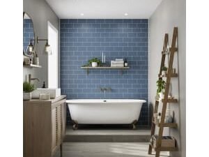 Multipanel Hydrolock Misty Blue Metro Tile Effect Shower Panel - 2400 x 598 x 11mm