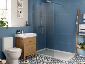 Multipanel Hydrolock Misty Blue Tile Effect Shower Panel - 2400 x 598 x 11mm