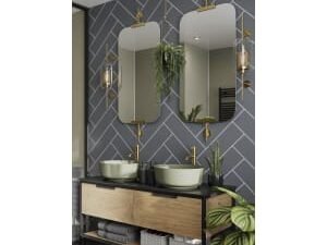 Multipanel Hydrolock Monument Grey Herringbone Tile Effect Shower Panel - 2400 x 598 x 11mm