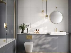 Multipanel Hydrolock Monument Grey Tile Effect Shower Panel - 2400 x 598 x 11mm
