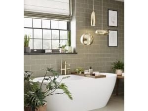 Multipanel Hydrolock Sage Green Metro Tile Effect Shower Panel - 2400 x 598 x 11mm