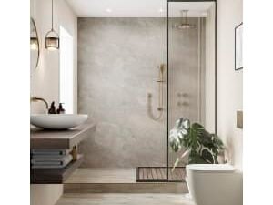 Multipanel Hydrolock Taupe Grey Herringbone Tile Effect Shower Panel - 2400 x 598 x 11mm