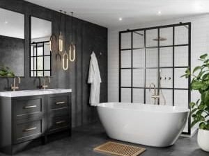 Multipanel Hydrolock White Grey Metro Tile Effect Shower Panel - 2400 x 598 x 11mm