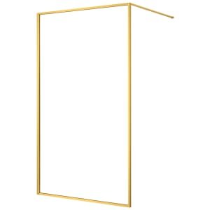 Nexa By Merlyn 8mm Brushed Brass Framed Wet Room Shower Screen with 1m Bracing Bar – 2015 x 1000mm