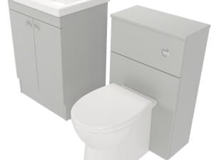Deccado Benham Whisper Grey 600mm Freestanding Vanity & 500mm Toilet Pan Unit with Basin Modular Combination