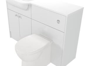 Deccado Benham Bright White Left Hand 1200mm Fitted Vanity & Toilet Pan Unit Combination with Left Hand Basin