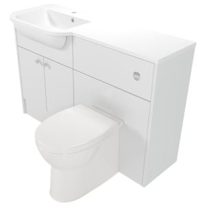 Deccado Benham Bright White Left Hand 1200mm Fitted Vanity & Toilet Pan Unit Combination with Left Hand Basin