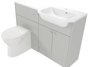 Deccado Benham Whisper Grey Right Hand 1200mm Fitted Vanity & Toilet Pan Unit Combination with Right Hand Basin