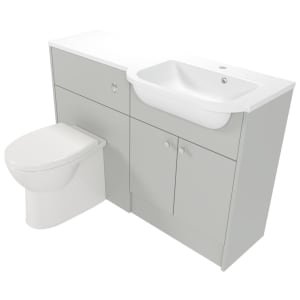 Deccado Benham Whisper Grey Right Hand 1200mm Fitted Vanity & Toilet Pan Unit Combination with Right Hand Basin