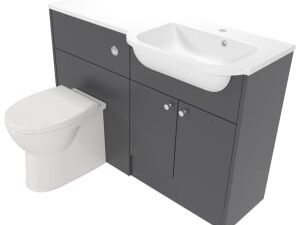 Deccado Benham Charcoal Grey Right Hand 1200mm Fitted Vanity & Toilet Pan Unit Combination with Right Hand Basin