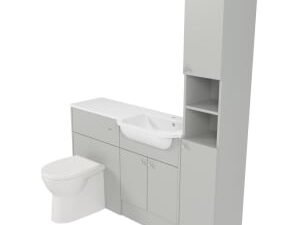 Deccado Benham Whisper Grey Right Hand 1500mm Fitted Tower, Vanity & Toilet Pan Unit Combination with Right Hand Basin