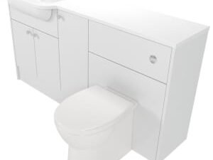 Deccado Benham Bright White Left Hand 1500mm Fitted Vanity & Toilet Pan Unit Combination with Left Hand Basin
