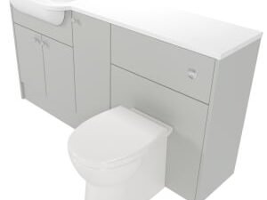 Deccado Benham Whisper Grey Left Hand 1500mm Fitted Vanity & Toilet Pan Unit Combination with Left Hand Basin