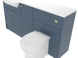 Deccado Benham Juniper Blue Left Hand 1500mm Fitted Vanity & Toilet Pan Unit Combination with Left Hand Basin
