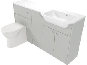 Deccado Benham Whisper Grey Right Hand 1500mm Fitted Vanity & Toilet Pan Unit Combination with Right Hand Basin