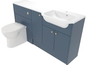 Deccado Benham Juniper Blue Right Hand 1500mm Fitted Vanity & Toilet Pan Unit Combination with Right Hand Basin