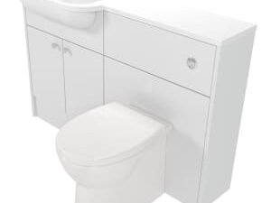 Deccado Benham Bright White Left Hand 1200mm Slimline Fitted Vanity & Toilet Pan Unit Combination with Left Hand Basin