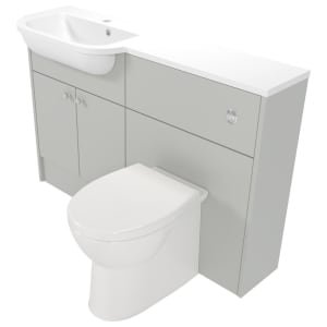Deccado Benham Whisper Grey Left Hand 1200mm Slimline Fitted Vanity & Toilet Pan Unit Combination with Left Hand Basin