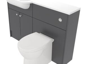 Deccado Benham Charcoal Grey Left Hand 1200mm Slimline Fitted Vanity & Toilet Pan Unit Combination with Left Hand Basin