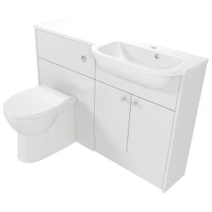 Deccado Benham Bright White Right Hand 1200mm Slimline Fitted Vanity & Toilet Pan Unit Combination with Right Hand Basin