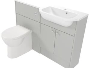 Deccado Benham Whisper Grey Right Hand 1200mm Slimline Fitted Vanity & Toilet Pan Unit Combination with Right Hand Basin