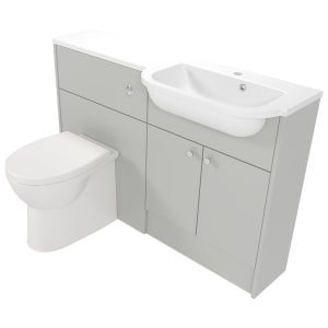 Deccado Benham Whisper Grey Right Hand 1200mm Slimline Fitted Vanity & Toilet Pan Unit Combination with Right Hand Basin