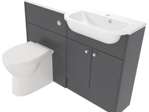 Deccado Benham Charcoal Grey Right Hand 1200mm Slimline Fitted Vanity & Toilet Pan Unit Combination with Right Hand Basin
