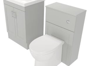 Deccado Padworth Whisper Grey 600mm Freestanding Vanity & 500mm Toilet Pan Unit with Basin Modular Combination