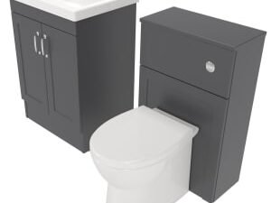 Deccado Padworth Charcoal Grey 600mm Freestanding Vanity & 500mm Toilet Pan Unit with Basin Modular Combination
