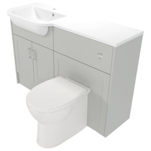 Deccado Padworth Whisper Grey Left Hand 1200mm Fitted Vanity & Toilet Pan Unit Combination with Left Hand Basin