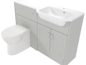 Deccado Padworth Whisper Grey Right Hand 1200mm Fitted Vanity & Toilet Pan Unit Combination with Right Hand Basin