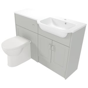 Deccado Padworth Whisper Grey Right Hand 1200mm Fitted Vanity & Toilet Pan Unit Combination with Right Hand Basin