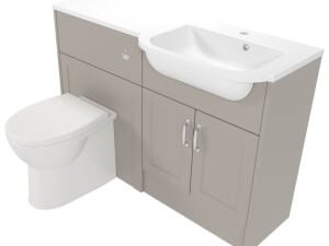 Deccado Padworth Soft Suede Right Hand 1200mm Fitted Vanity & Toilet Pan Unit Combination with Right Hand Basin