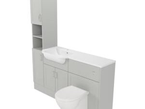 Deccado Padworth Whisper Grey Left Hand 1500mm Fitted Tower, Vanity & Toilet Pan Unit Combination with Left Hand Basin