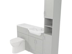 Deccado Padworth Whisper Grey Right Hand 1500mm Fitted Tower, Vanity & Toilet Pan Unit Combination with Right Hand Basin
