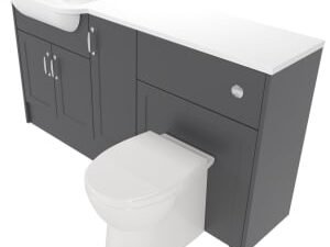 Deccado Padworth Charcoal Grey Left Hand 1500mm Fitted Vanity & Toilet Pan Unit Combination with Left Hand Basin