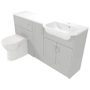 Deccado Padworth Whisper Grey Right Hand 1500mm Fitted Vanity & Toilet Pan Unit Combination with Right Hand Basin