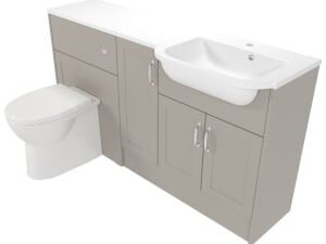Deccado Padworth Soft Suede Right Hand 1500mm Fitted Vanity & Toilet Pan Unit Combination with Right Hand Basin