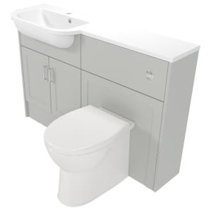 Deccado Padworth Whisper Grey Left Hand 1200mm Slimline Fitted Vanity & Toilet Pan Unit Combination with Left Hand Basin