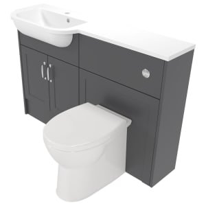 Deccado Padworth Charcoal Grey Left Hand 1200mm Slimline Fitted Vanity & Toilet Pan Unit Combination with Left Hand Basin