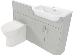 Deccado Padworth Whisper Grey Right Hand 1200mm Slimline Fitted Vanity & Toilet Pan Unit Combination with Right Hand Basin