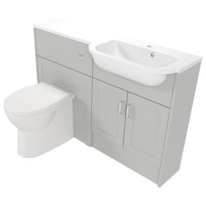 Deccado Padworth Whisper Grey Right Hand 1200mm Slimline Fitted Vanity & Toilet Pan Unit Combination with Right Hand Basin